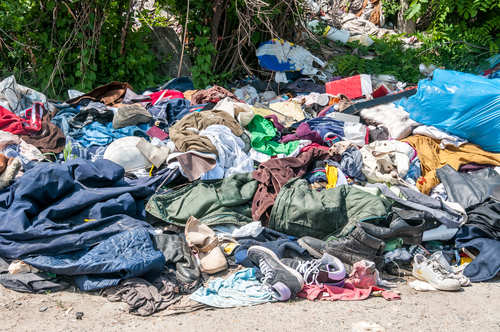 Pile of non-recycled clothing