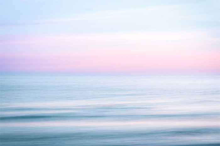 Pink sunset and ocean